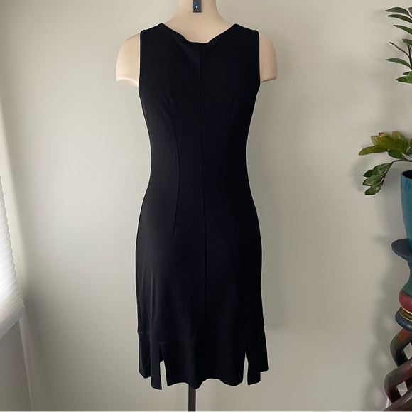 Joseph Ribkoff Slit Hem Midi Tank Dress Vneck Black Size 6 Small - Picture 2 of 7